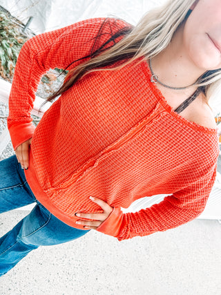 Mono B - Glazed Cherry Waffle Pullover