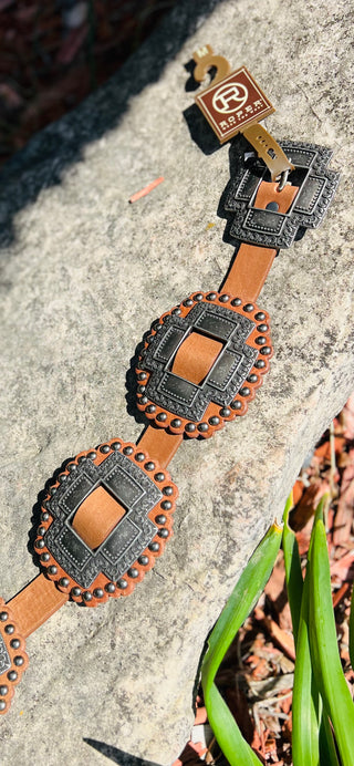 Roper Cross Concho and Leather Womens Belt