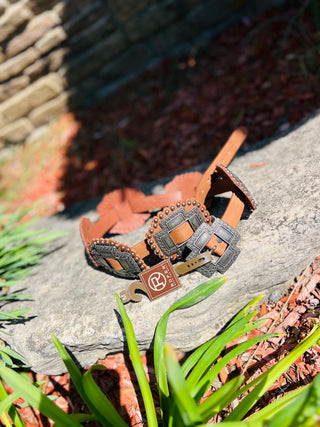Roper Cross Concho and Leather Womens Belt