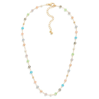 Freshwater Pastel Bead & Crystal Chain Necklace