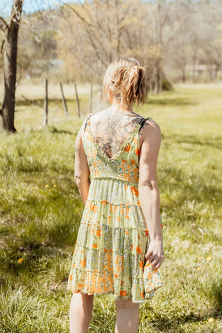Floral V-Neck Mini Flare Dress
