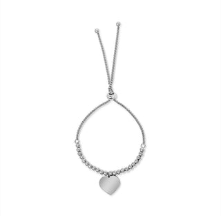 Custom Stainless Steel Adjustable Engravable Heart Beaded Bracelet