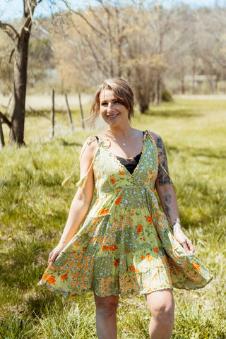 Floral V-Neck Mini Flare Dress