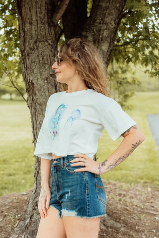 Watercolor Seahorse Cropped Graphic Tee
