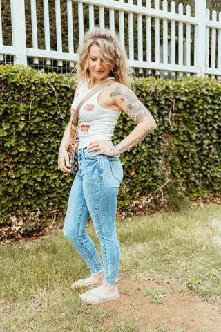Vintage Roses Waffle Knit Graphic Tank