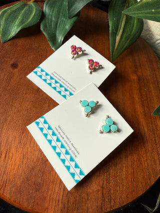 3 Stone Zuni Studs (Opal & Turquoise)