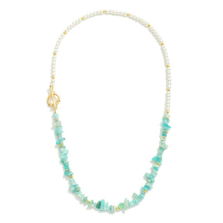 Turquoise and Pearl Bead Necklace