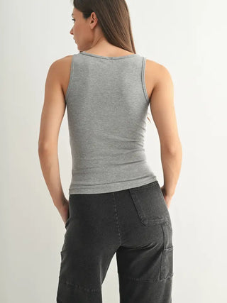 Square Neck Ribbed Tank Top