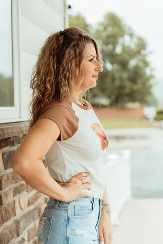 Strawberry Contrast Raglan Sleeve Graphic Tee