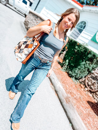 Square Neck Ribbed Tank Top