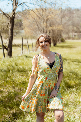 Floral V-Neck Mini Flare Dress