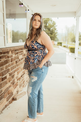 Mix Print V Neck Tank