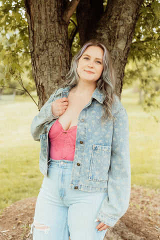 Bubblegum Lace and Ribbed Teddy Bodysuit