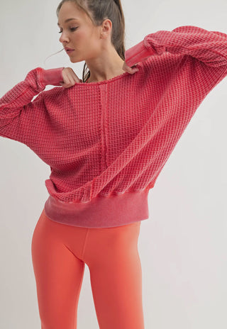 Mono B - Glazed Cherry Waffle Pullover