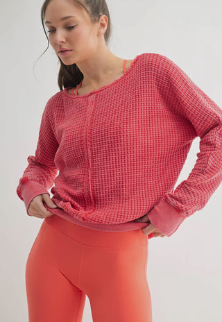 Mono B - Glazed Cherry Waffle Pullover