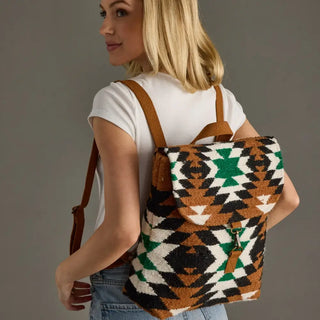 Brown, Black, Green & White Western Backpack