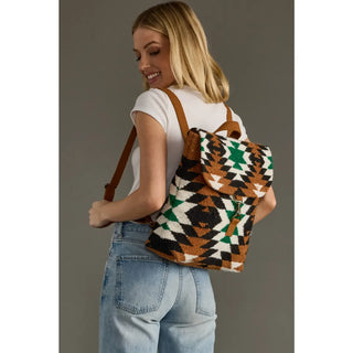 Brown, Black, Green & White Western Backpack