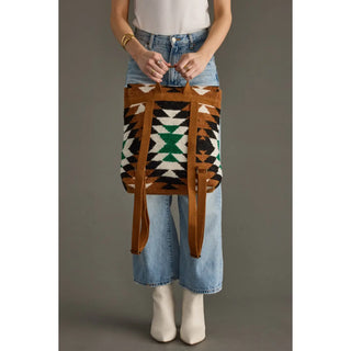Brown, Black, Green & White Western Backpack