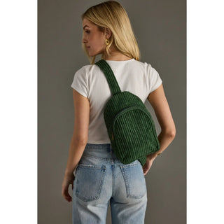 Dark Green Corduroy Sling Bag