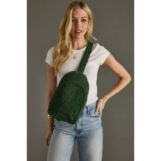 Dark Green Corduroy Sling Bag