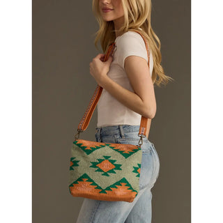 Green, Orange & Pink Aztec Crossbody