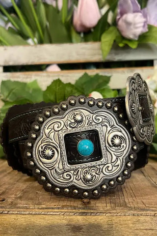 Roper Large Concho Turquoise Belt