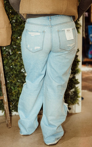 90's Vintage Super High Rise Distressed Flare Jeans