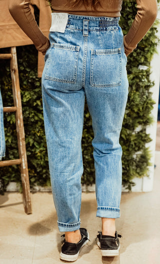 High Rise Paper Bag Mom Jeans