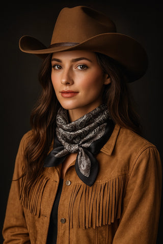 Western Paisley Bandana Print Satin Scarf Wild Rag