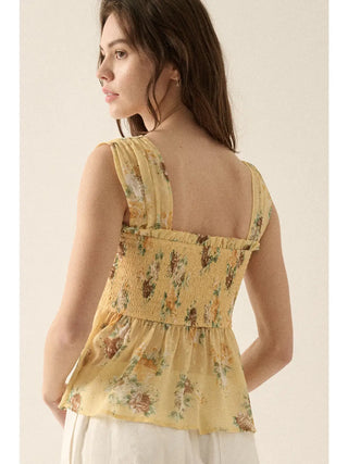 Floral Smock Bust Swiss Dot Tank