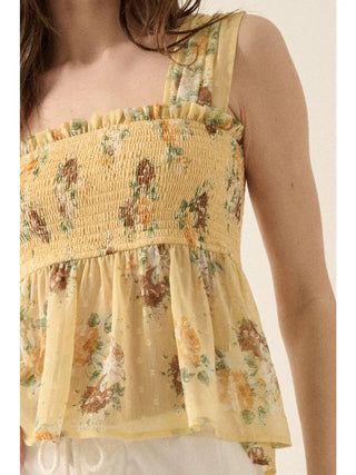 Floral Smock Bust Swiss Dot Tank
