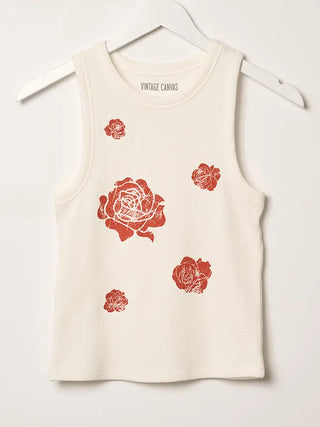 Vintage Roses Waffle Knit Graphic Tank