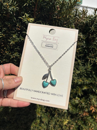 Dangling Heart Cherry Necklace