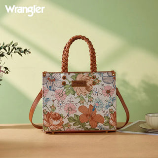 Wrangler Floral Print Braided Satchel Bag