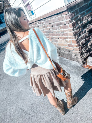 Oversized Fuzzy Sweater with Back Twist