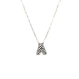 Checkered Bubble Initial Necklace