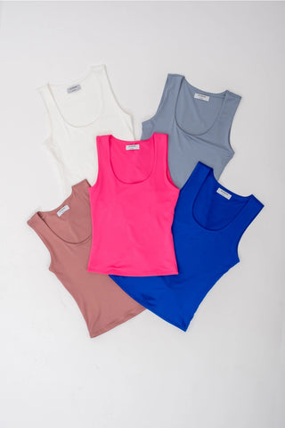 Reversible Scoop Neck Sleeveless Knit Tank Top