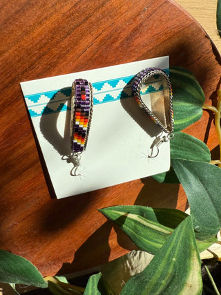 Purple Rain Handbeaded Zuni Earrings