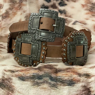 Roper Cross Concho and Leather Womens Belt