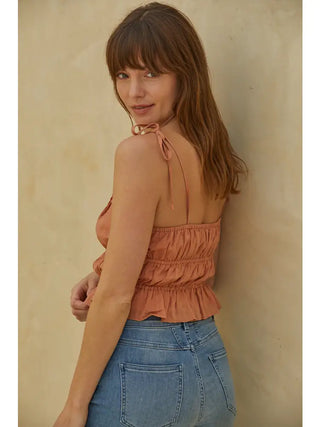 Woven Cotton Gauze Sleeveless Smocked Top
