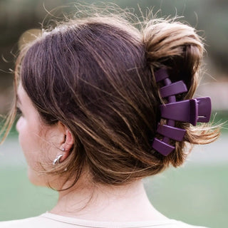 TELETIES- Classic Hair Clip- Burgundy Bliss