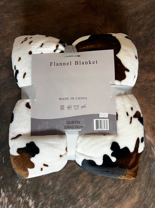 Flannel Cow Print Blanket
