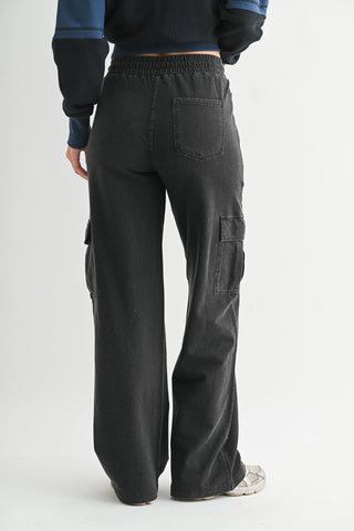 Mineral Wash Wide Leg Cargo Pants