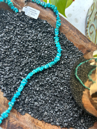 Corrane Smith Navajo Handstrung Kingman Turquoise 18” Necklace