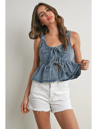 Ruffle Hem Tie Vest