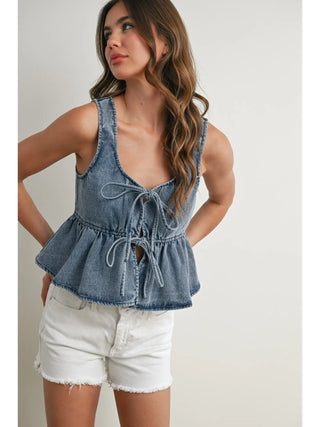 Ruffle Hem Tie Vest