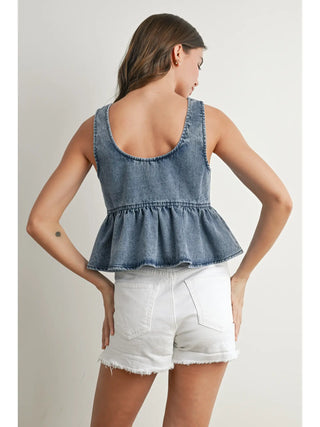 Ruffle Hem Tie Vest