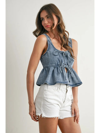 Ruffle Hem Tie Vest