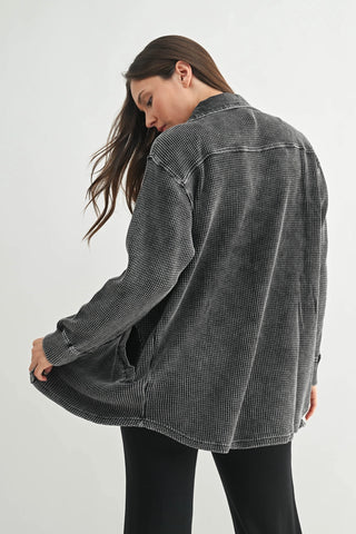 Mineral Wash Waffle Knit Jacket