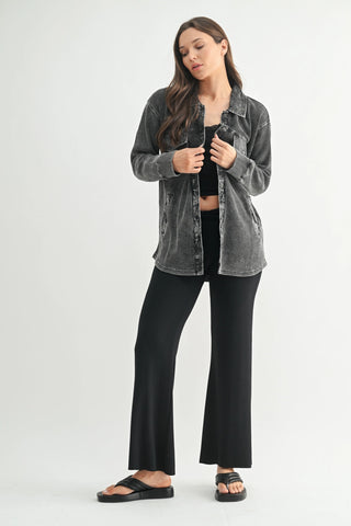 Mineral Wash Waffle Knit Jacket